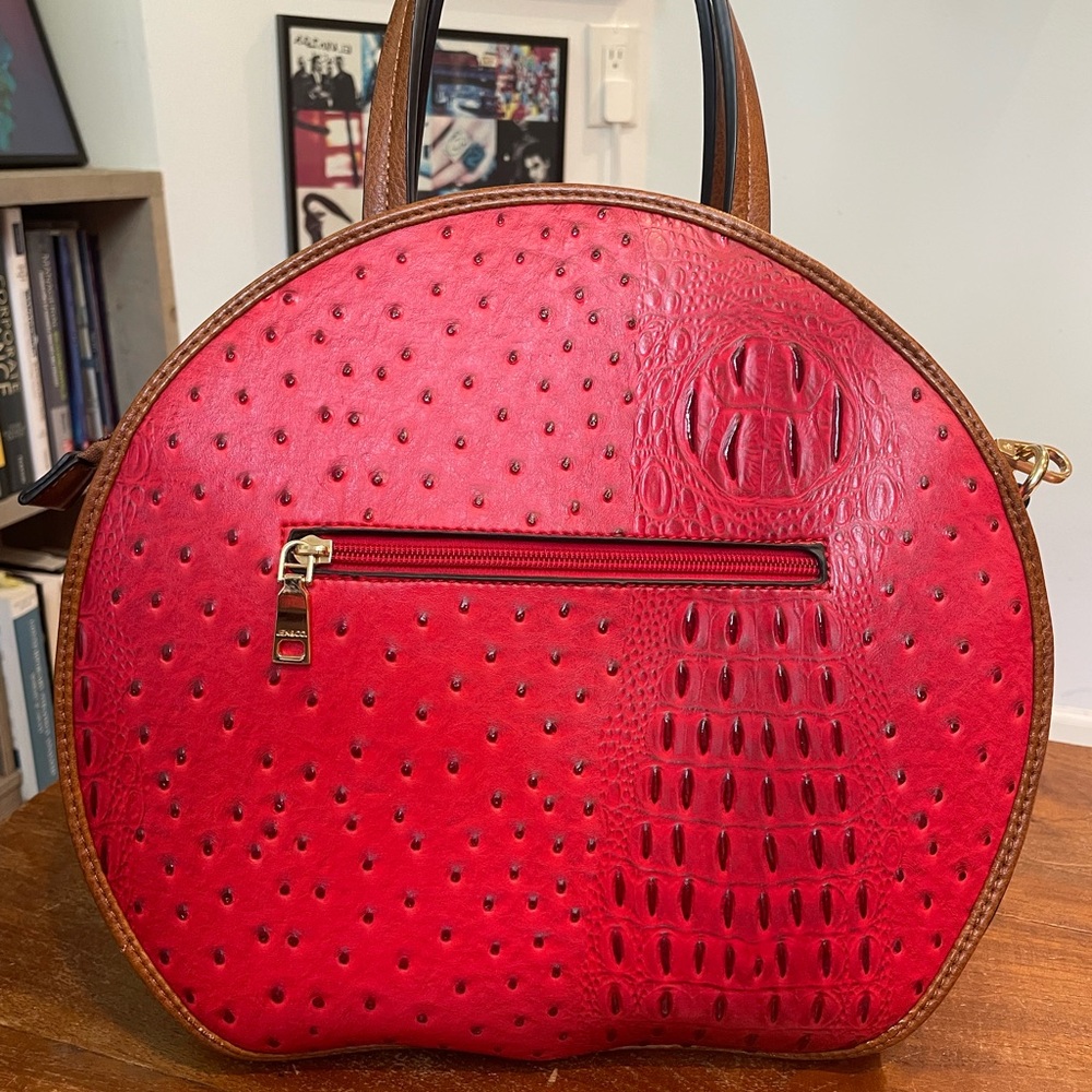 Red Ostrich Leather Circle Bag